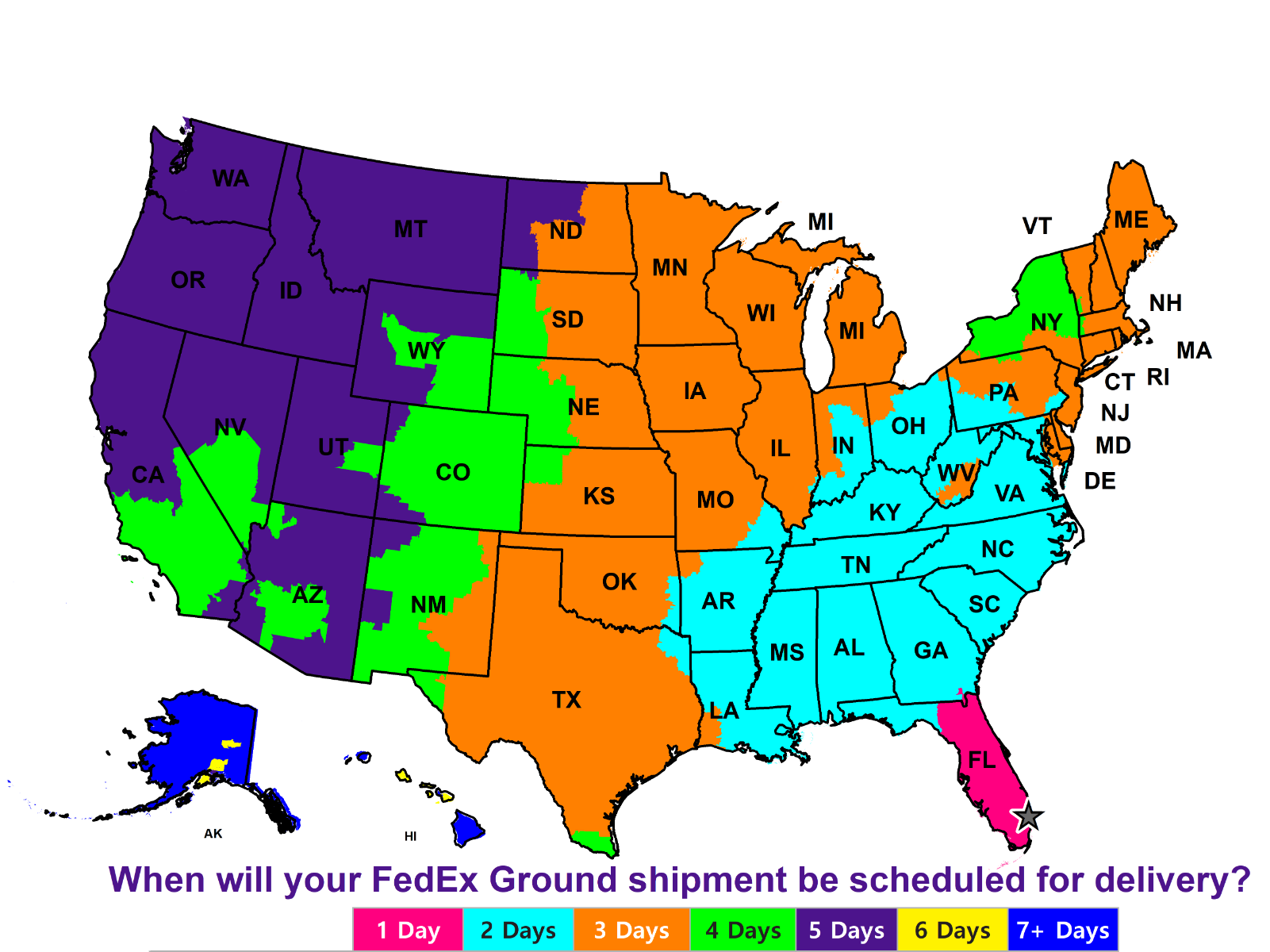 UPS shipping map