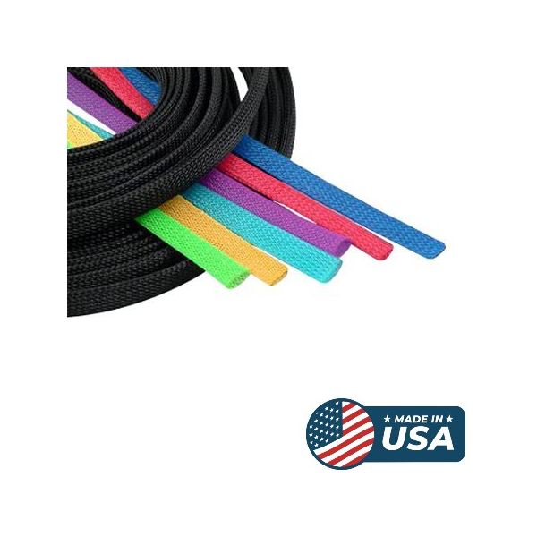 100 FT 5/8" Black Green Expandable Wire Sleeving Sheathing Braided Loom Tubing 